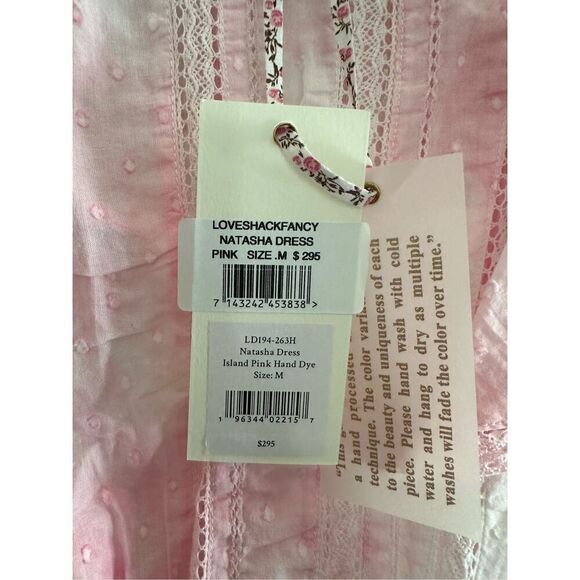 Love Shack Fancy Natasha Ruffle Tiered Mini Dress in Island Pink Hand Dye Size M - Picture 6 of 8
